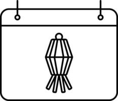 isolado Kandil símbolo calendário Preto fino linha ícone. vetor