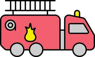 vermelho e amarelo fogo caminhão ícone dentro plano estilo. vetor