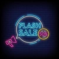 Vetor de texto de estilo de sinais de néon de venda flash