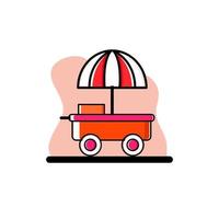 ilustração vetorial conceitual de carrinho de comida guarda-chuva vetor