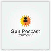 logotipo de podcast de sol modelo elegante premium vetor eps 10