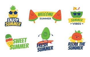 coleção colorida de rótulos de comida de verão vetor