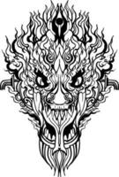mão desenhado face Dragão e tailandês linha arte. isolar em branco e ilustração dragão.dragão símbolos, vários geométrico formas. vetor