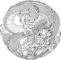 Dragão dentro círculo tatuagem.infinito chinês dragão.tradicional japonês Dragão isolar em branco fundo. vetor