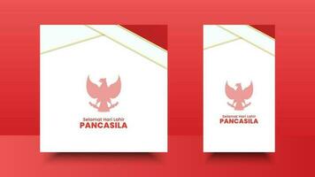 feliz pancasila dia. Selamat hari covil pancasila significa feliz aniversário pancasila. Projeto abstrato do social meios de comunicação e silhueta do indonésio garuda símbolo vetor