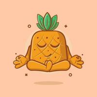 calma abacaxi fruta personagem com ioga meditação pose isolado desenho animado dentro plano estilo Projeto vetor