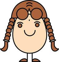 desenho animado fêmea ovo vestindo óculos ícone dentro Castanho e pêssego cor. vetor