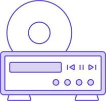DVD jogador ícone dentro roxa e branco cor. vetor