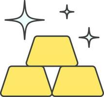 ouro pilha ícone ou símbolo dentro amarelo cor. vetor