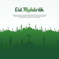 eid Mubarak bandeira com ilustração mesquita vetor