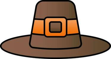 peregrino chapéu ícone dentro Castanho e laranja cor. vetor
