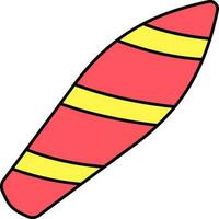 prancha de surfe ícone dentro Rosa e amarelo cor. vetor