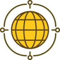 global conexão ícone dentro amarelo e Castanho cor. vetor