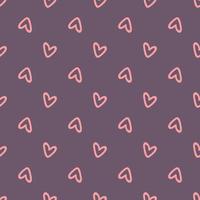corações rosa no padrão sem emenda de fundo roxo. design para dia dos namorados. ilustração vetorial vetor