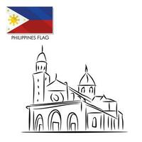 Manila vetor ilustração modelo bandeira filipino nacional dia com filipino bandeira Projeto nacional dia bandeira Projeto e ilustração do uma Igreja