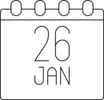 isolado 26 janeiro república dia calendário ícone dentro linha arte. vetor