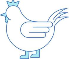 galinha ou frango ícone dentro azul e branco cor. vetor