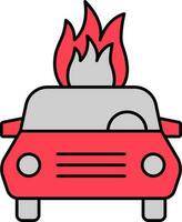 queimando carro ícone dentro vermelho e cinzento cor. vetor