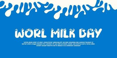 mundo leite dia, laticínios produtos conceito com queda leite respingo, vetor ilustração e Projeto.