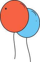 laranja e azul cor balões ícone dentro plano estilo. vetor