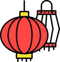 chinês lanterna ícone dentro vermelho e amarelo cor. vetor