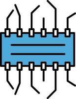 integrado o circuito lasca ícone dentro azul cor. vetor