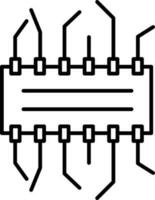 integrado o circuito lasca ícone dentro Preto linha arte. vetor