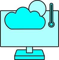 vetor ilustração do clima previsão em Área de Trabalho tela dentro ciano cor.