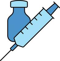 vacina garrafa com seringa ícone dentro azul cor. vetor