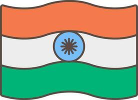 acenando indiano nacional bandeira ícone dentro plano estilo. vetor