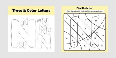 folha de livro de colorir para crianças planilha para o jardim de infância pré-escolar e linha de rastreamento de idade escolar escrever e colorir n vetor