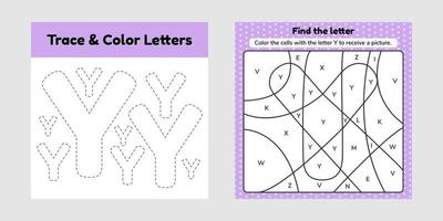 folha de livro de colorir para crianças planilha para o jardim de infância pré-escolar e linha de rastreamento de idade escolar escrever e colorir y vetor