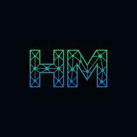 abstrato carta hm logotipo Projeto com linha ponto conexão para tecnologia e digital o negócio empresa. vetor