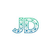 abstrato carta jd logotipo Projeto com linha ponto conexão para tecnologia e digital o negócio empresa. vetor