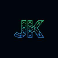 abstrato carta jk logotipo Projeto com linha ponto conexão para tecnologia e digital o negócio empresa. vetor