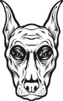 assustador zumbi cachorro cabeça face logotipo ilustração monocromático vetor ilustrações para seu trabalhos logotipo, mercadoria camiseta, adesivos e rótulo desenhos, poster, cumprimento cartões publicidade o negócio