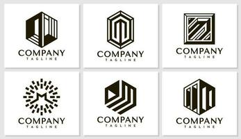 geométrico linha inicial m logotipo Projeto definir. luxo abstrato companhia carta m logotipo. vetor