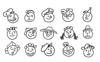 coleção do emoji ícones desenhado dentro rabisco estilo.vetor ilustração.diferente profissões e emoções. vetor