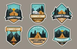 coleção de emblemas do acampamento de verão vetor