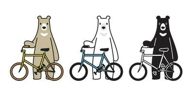 Urso vetor polar Urso bicicleta equitação ciclismo desenho animado personagem ícone logotipo isolado ilustração