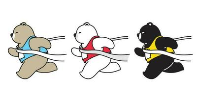 Urso vetor polar Urso corrida maratona desenho animado personagem ícone logotipo ilustração rabisco