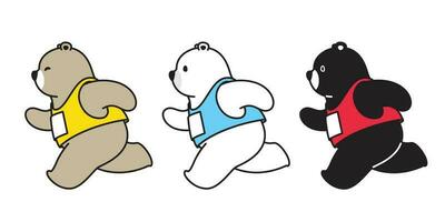 Urso vetor polar Urso corrida maratona desenho animado personagem ícone logotipo ilustração