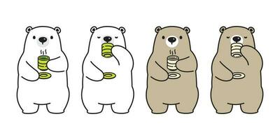Urso vetor polar Urso chá café beber desenho animado personagem ícone logotipo isolado ilustração