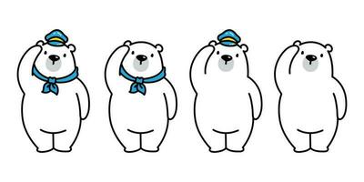 Urso vetor polar Urso logotipo ícone chapéu boné cachecol ilustração personagem branco