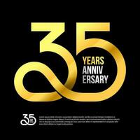 35 º aniversário números moderno ouro conceito logotipo. 35 anos logotipo. 35 anos Projeto modelo. vetor ilustração