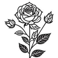 uma rosa vetor clipart linha arte, uma linha arte vetor silhueta.