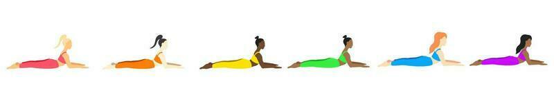 ioga poses dentro desenho animado plano estilo vetor