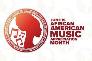Junho é africano americano música apreciação mês. feriado conceito. modelo para fundo, bandeira, cartão, poster com texto inscrição. vetor eps10 ilustração.