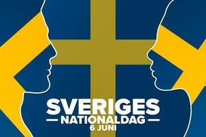 inscrição dentro sueco significa nacional dia do Suécia, Junho 6. feriado conceito. modelo para fundo, bandeira, cartão, poster com texto inscrição. vetor eps10 ilustração.