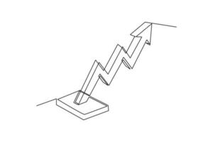 contínuo uma linha desenhando do uma tridimensional subindo o negócio gráfico. o negócio gráficos conceito. solteiro linha desenhando Projeto gráfico vetor ilustração